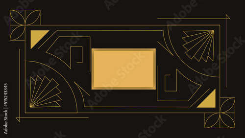 Art deco divider header set. Gold retro artdeco border 1920s decorative ornaments, vector minimal elegant golden frames creative template design for wedding invitation card