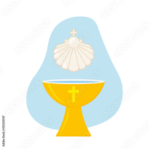 baptismal font and baptismal shell-vector illustration