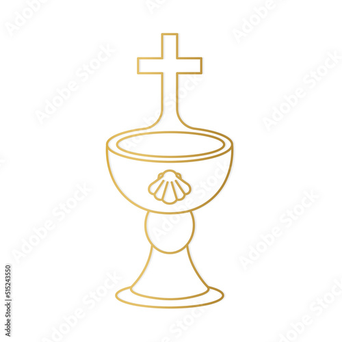 golden baptismal font- vector illustration