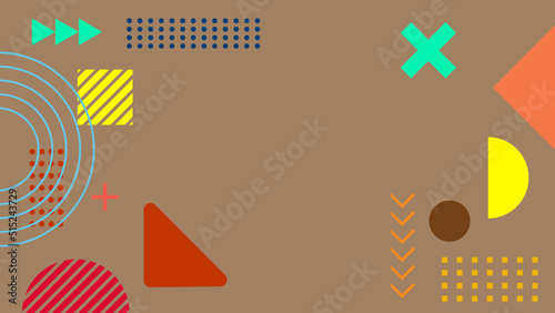 Background in the style of the 80s with multicolored geometric shapes on the black background. Illustration for hipsters Memphis style