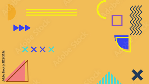 Background in the style of the 80s with multicolored geometric shapes on the black background. Illustration for hipsters Memphis style