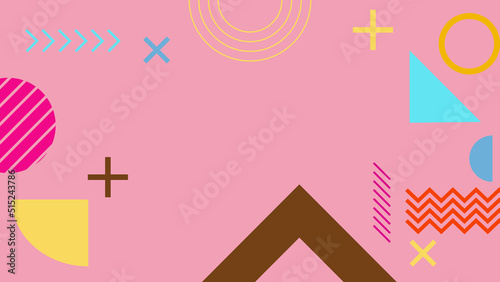 Background in the style of the 80s with multicolored geometric shapes on the black background. Illustration for hipsters Memphis style
