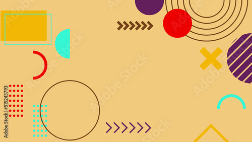 Background in the style of the 80s with multicolored geometric shapes on the black background. Illustration for hipsters Memphis style