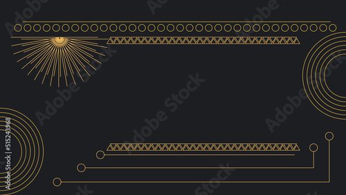 Art deco divider header set. Gold retro artdeco border 1920s decorative ornaments, vector minimal elegant golden frames creative template design for wedding invitation card