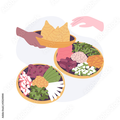 Vegetarian meal isolated cartoon vector illustrations.