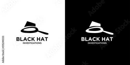 Modern and unique black hat detective illustration logo design 3