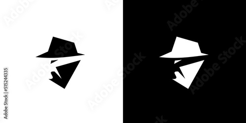 Modern and unique black hat detective illustration logo design 5
