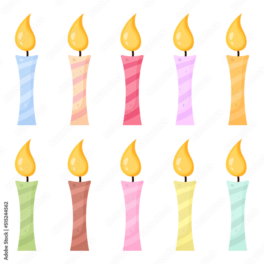 Happy birthday candles set on white background Happy birthday candles set on white background