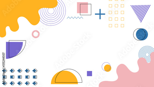 Background in the style of the 80s with multicolored geometric shapes on the black background. Illustration for hipsters Memphis style