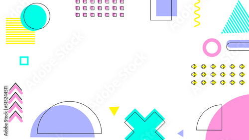 Background in the style of the 80s with multicolored geometric shapes on the black background. Illustration for hipsters Memphis style