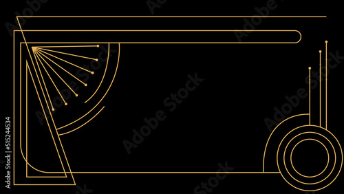 Art deco frame. Vintage linear border. Design a template for invitations, leaflets and greeting cards. The style of the 1920s - 1930s. Vector illustration