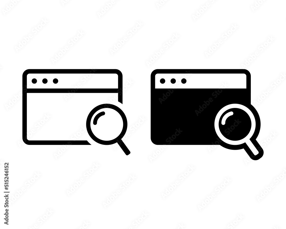 Tab window with magnifying glass icon. Vector illustration Tab window with magnifying glass icon. Vector illustration