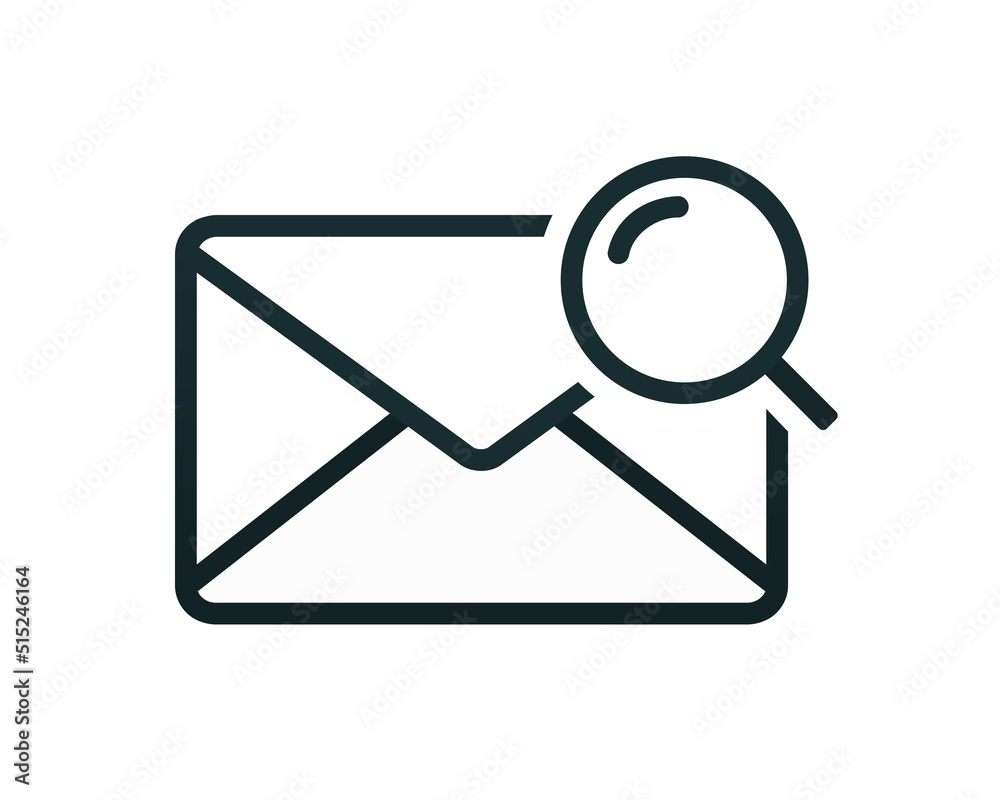 Mail envelope with magnifying glass icon. Vector illustration Mail envelope with magnifying glass icon. Vector illustration