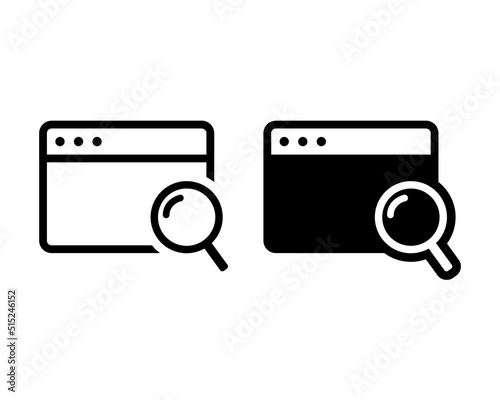 Tab window with magnifying glass icon. Vector illustration