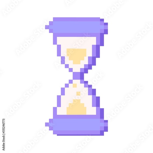 Old pc style Pixel art sandglass icon Isolated vector illustration on white background