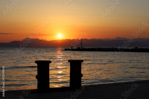 Idyllic sunrise at Rafina port  Greece