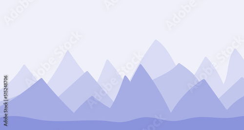 Landscape with mountains. Silhouette vector illustration