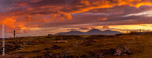 Mourne Mountains sunset silhouette, Saint Johns Point, Lecale, County Down, Northern Ireland photo