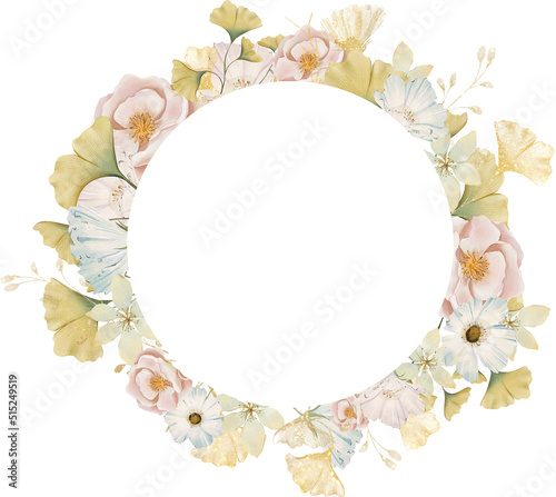 ginkgo leaves foliage yellow green blush pink soft romantic foliage frame wreath flower floral blossom ddecoration photo