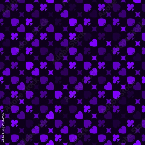 Vector playing cards suits seamless patterns. Backgrounds card suits