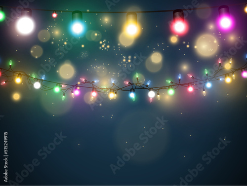 Vector illustration of a light garland on a transparent background.	