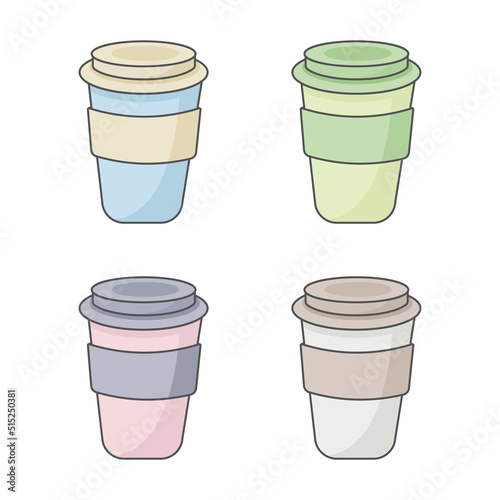 Delicious coffeee paper cup icon set