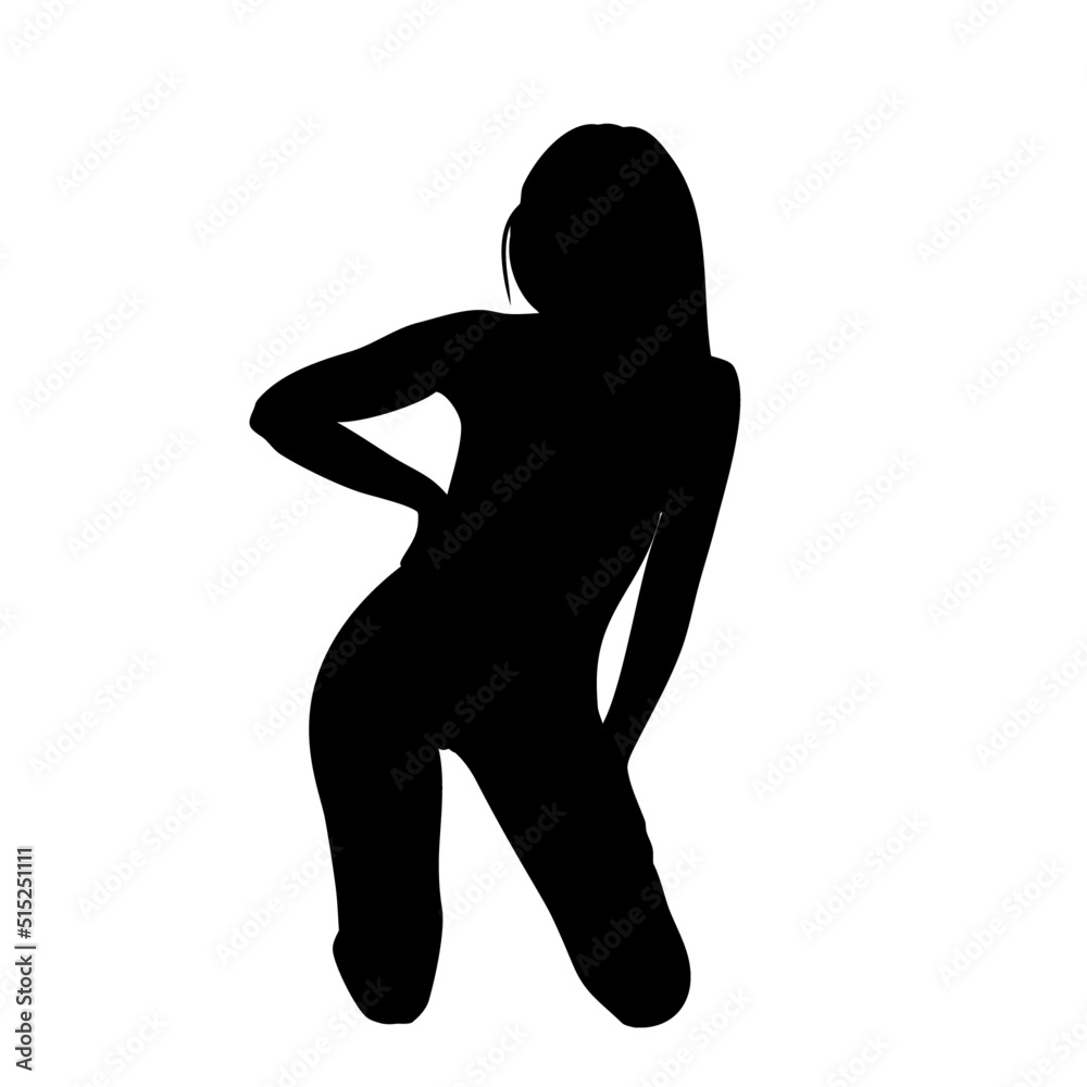 Naked woman pose front and back vector silhouette Naked woman pose front and back vector silhouette
