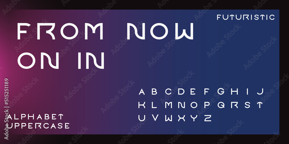 Vector alphabet font, future modern lettering style.