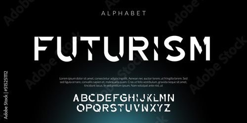 vector alphabet font, modern future lettering style.