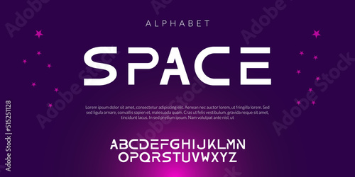 Vector alphabet font, future modern lettering style.