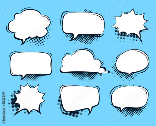 Set of speech bubbles. Clouds for online chats. Reaction dialogues. Vector illustration