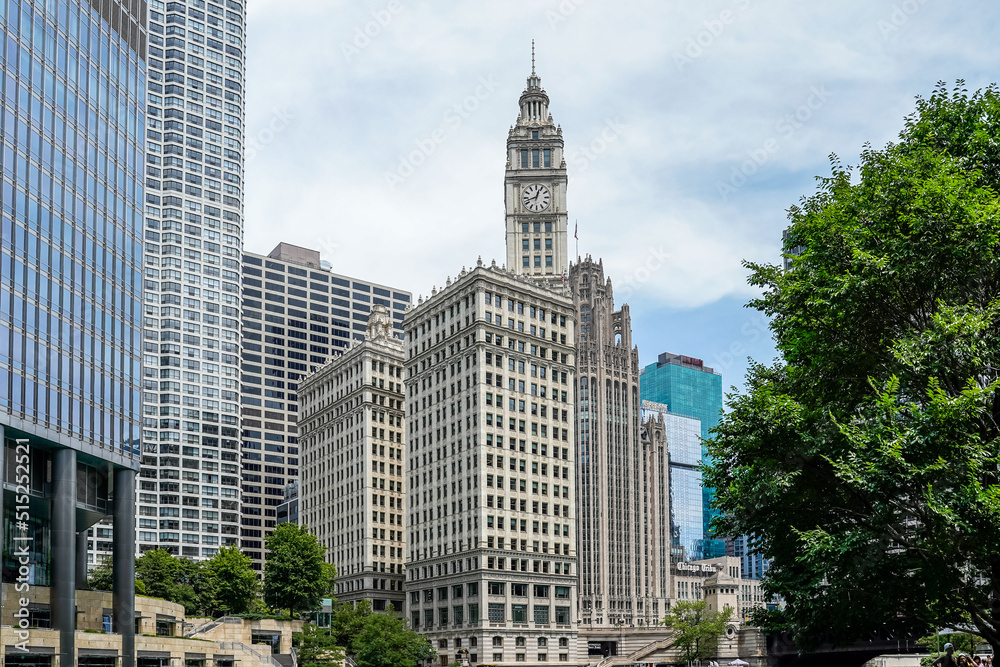 Chicago, Illinois, USA, July 1, 2022.  Architecture of downtown Chicago.