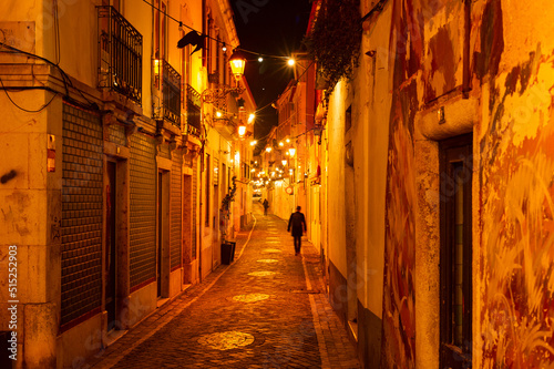 Illuminated night old stree...