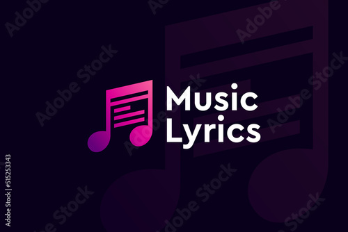 Music lyrics logo design template