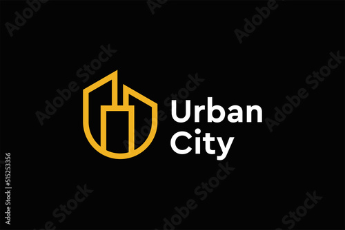 Fototapeta Naklejka Na Ścianę i Meble -  Letter u urban city line logo design