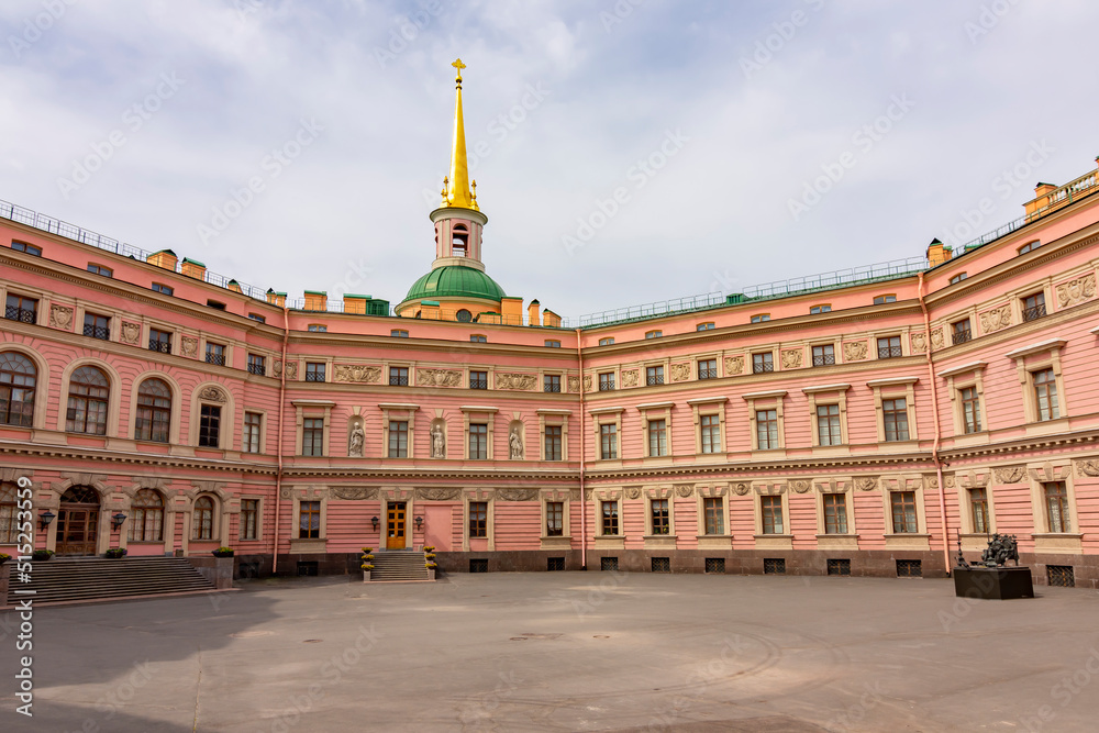 Saint Michael's castle (Mikhailovsky or Engineers' castle) courtyard in St. Petersburg, Russia