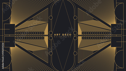 Art deco frame. Vintage linear border. Design a template for invitations, leaflets and greeting cards. The style of the 1920s - 1930s. Vector illustration
