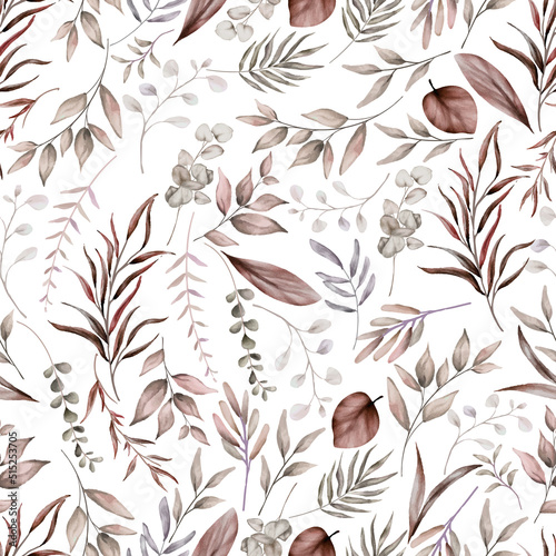 elegant seamless pattern floral with elegant brown flower and leaves