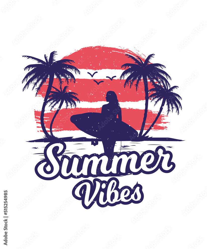 Summer Vibes Palm Beach Tshirt Design
