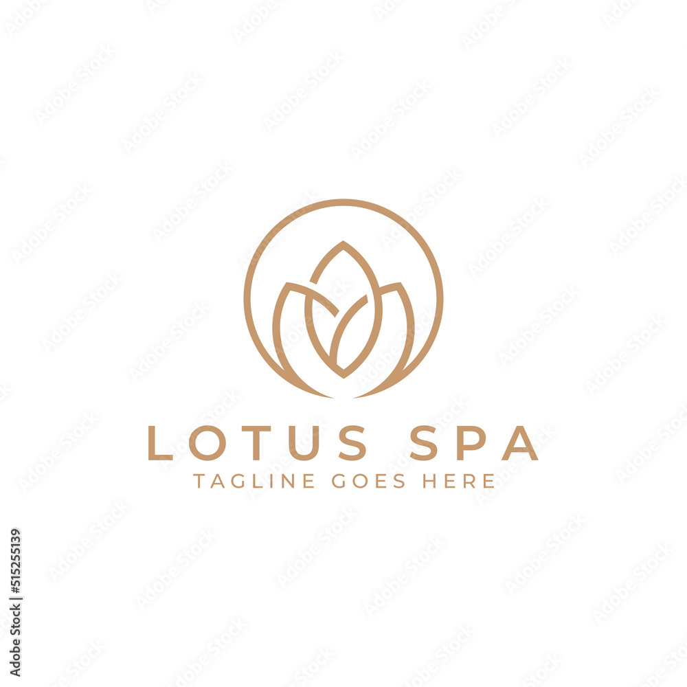 Fototapeta premium A beautiful and naturally beautiful lotus spa flower, with a luxurious and elegant lotus flower vector illustration editing, suitable for beauty and cosmetic salons.