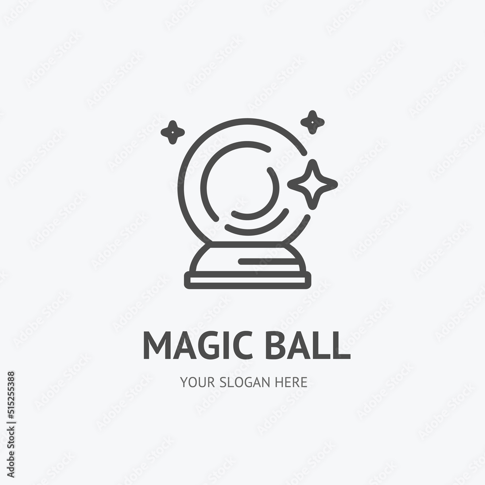Magic Ball Sign Thin Line Icon Emblem Concept. Vector Magic Ball Sign Thin Line Icon Emblem Concept. Vector