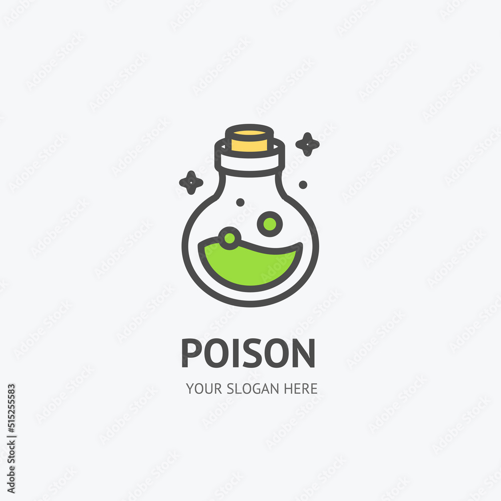 Poison Bottle Sign Thin Line Icon Emblem Concept. Vector Poison Bottle Sign Thin Line Icon Emblem Concept. Vector