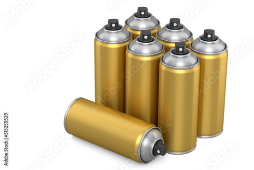 Set of spray paint cans isolated on white background. Spray bottle and dispenser