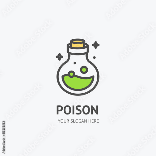 Poison Bottle Sign Thin Line Icon Emblem Concept. Vector