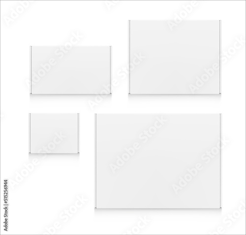 Realistic close mailing box mockup set. Up and side view. Ready for presentation your product. Vector illustration. EPS10.	