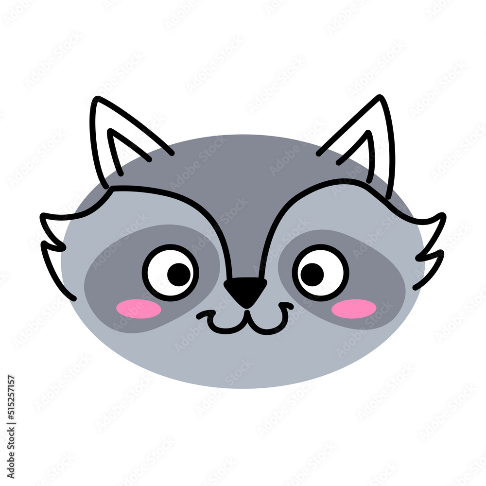 Fototapeta premium Racoon face Cute racoon isolated white background