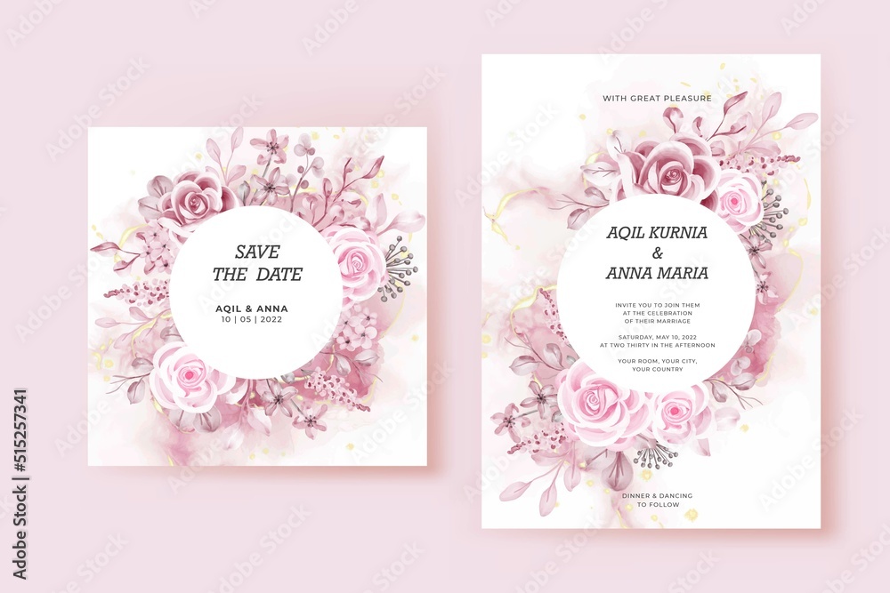 Luxury Rose Pink Valentine Wedding Invitation Template
