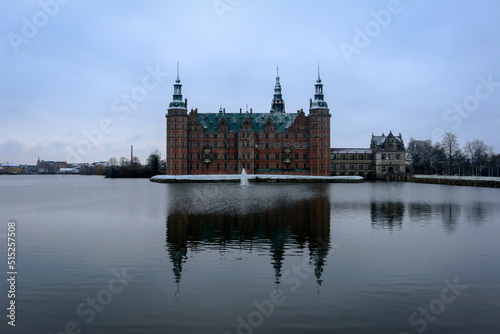 Winter views from Frederiksborg Castle in the town of Hillerød, Denmark