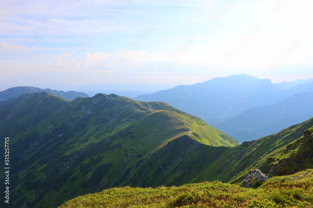 Ridge of Western Tatras overlooking the Klin hill (Starobocianski wierch) in Vysoke Tatry, Slovakia