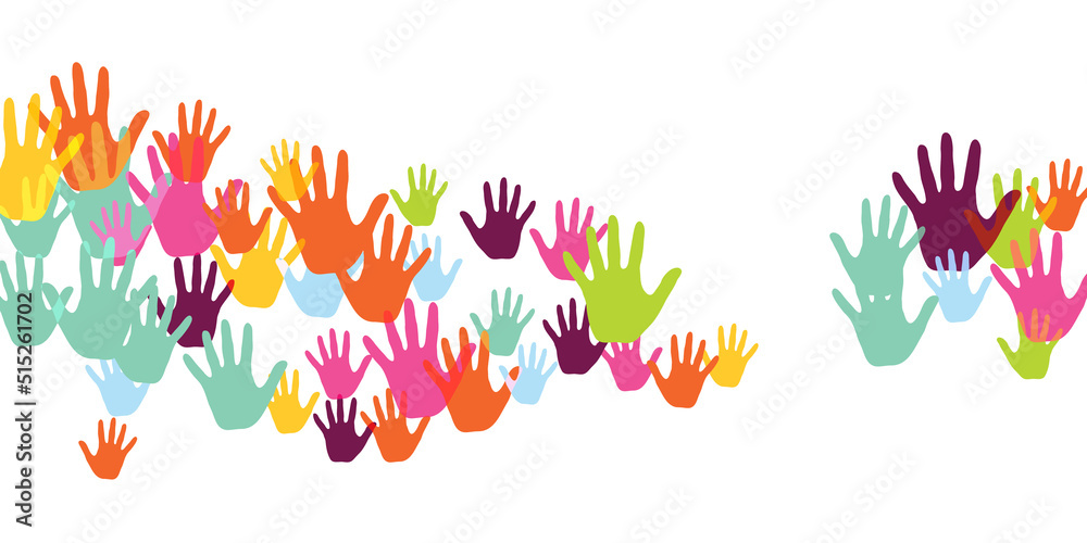 Cheerful children handprints nursery games concept vector